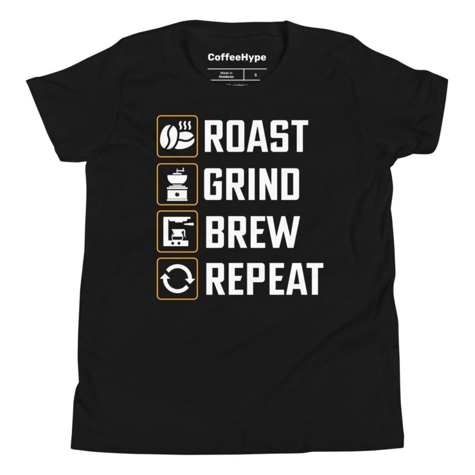 Roast Grind Brew Repeat Kids T-Shirt